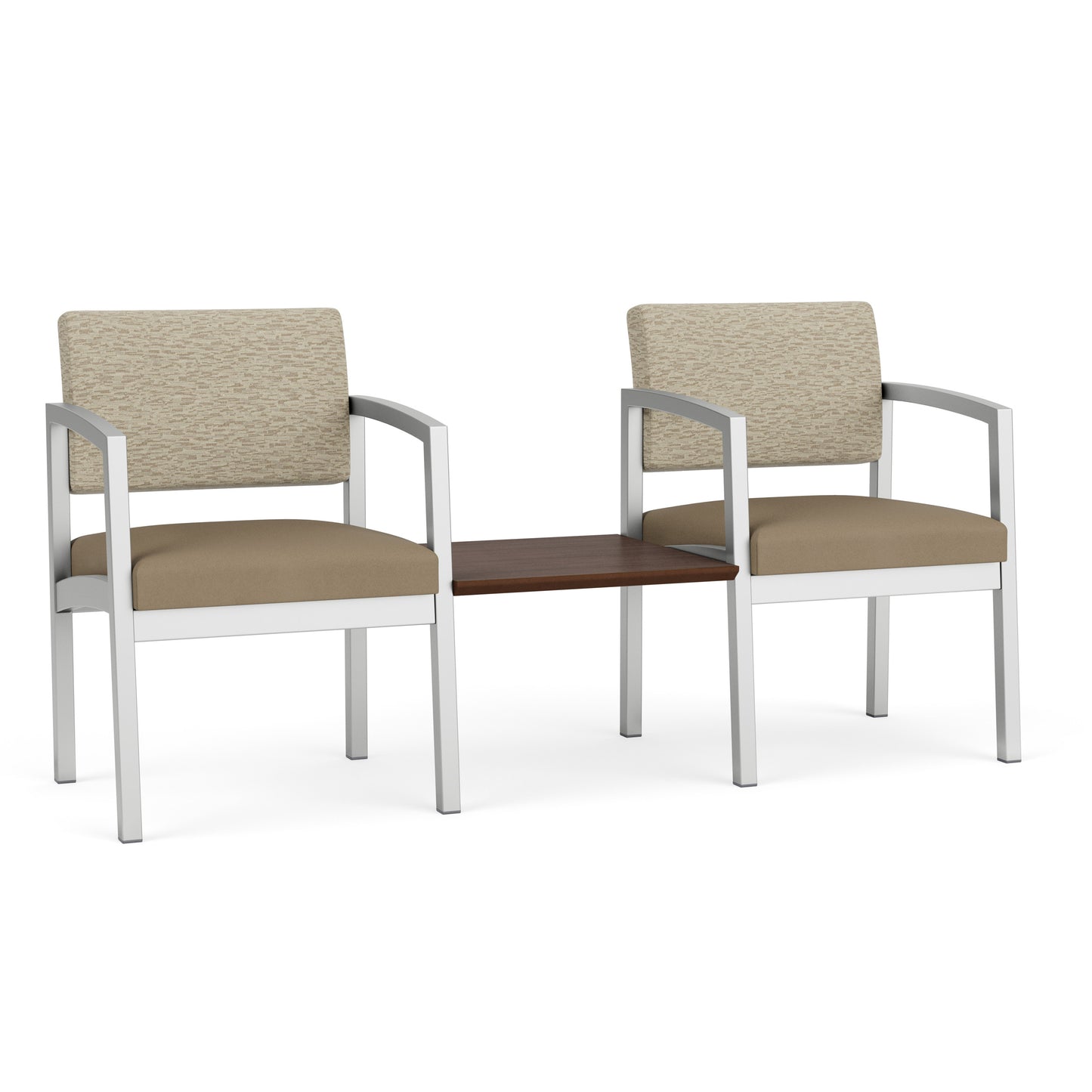 Lenox Steel Waiting Reception 2 Chairs Metal Frame with Connecting Center Table