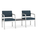 Lenox Steel Waiting Reception 2 Chairs Metal Frame with Connecting Center Table