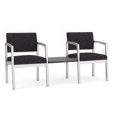 Lenox Steel Waiting Reception 2 Chairs Metal Frame with Connecting Center Table