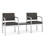 Lenox Steel Waiting Reception 2 Chairs Metal Frame with Connecting Center Table