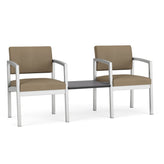 Lenox Steel Waiting Reception 2 Chairs Metal Frame with Connecting Center Table
