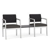 Lenox Steel Waiting Reception 2 Chairs Metal Frame with Connecting Center Table