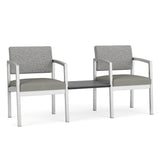 Lenox Steel Waiting Reception 2 Chairs Metal Frame with Connecting Center Table