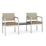 Lenox Steel Waiting Reception 2 Chairs Metal Frame with Connecting Center Table
