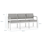 Lenox Steel Waiting Reception 3 Seat Tandem Seating Metal Frame No Center Arms