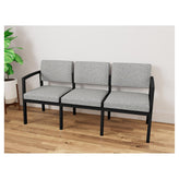 Lenox Steel Waiting Reception 3 Seat Tandem Seating Metal Frame No Center Arms