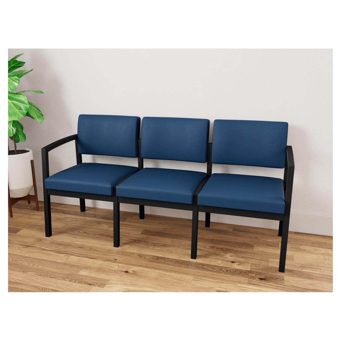 Lenox Steel Waiting Reception 3 Seat Tandem Seating Metal Frame No Center Arms