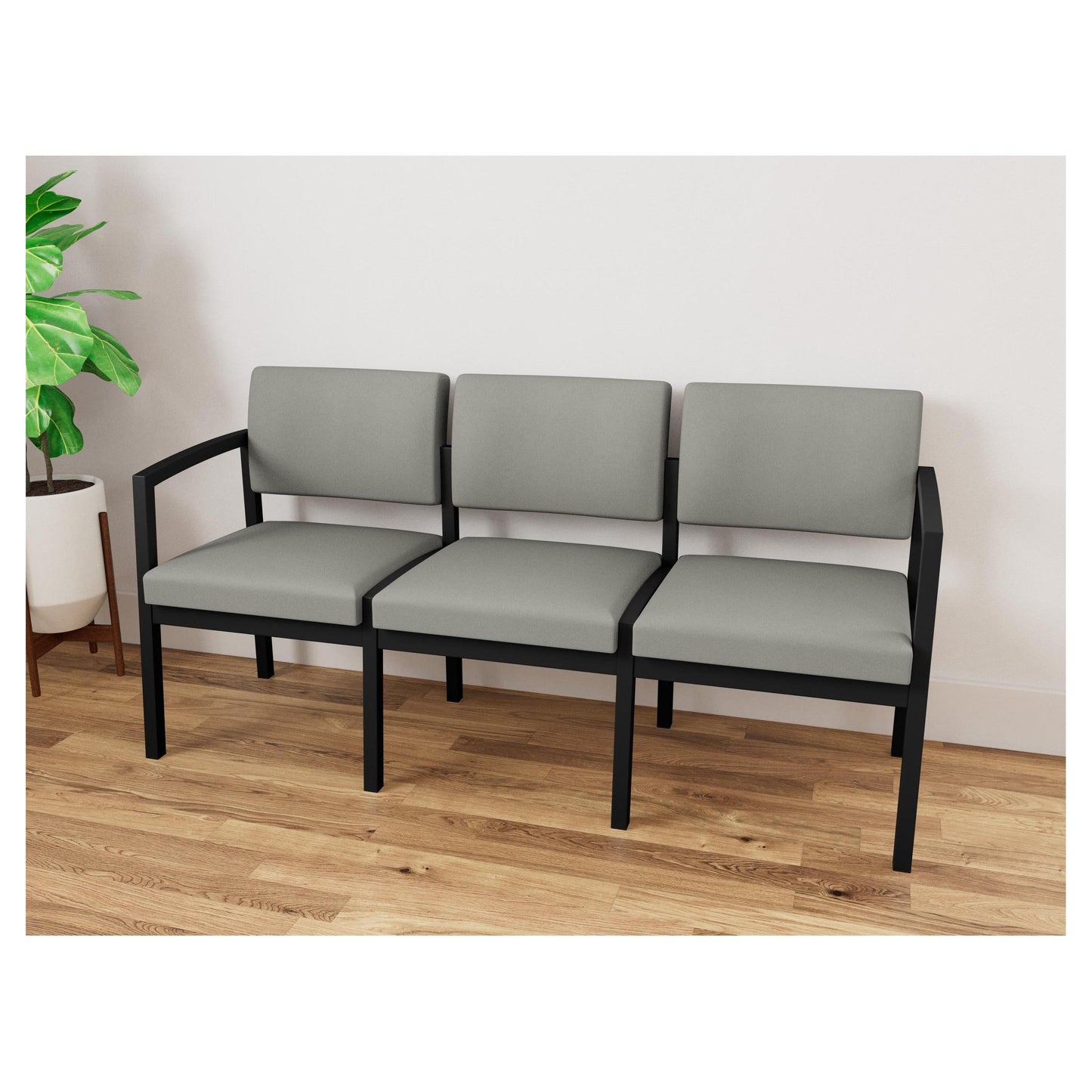 Lenox Steel Waiting Reception 3 Seat Tandem Seating Metal Frame No Center Arms