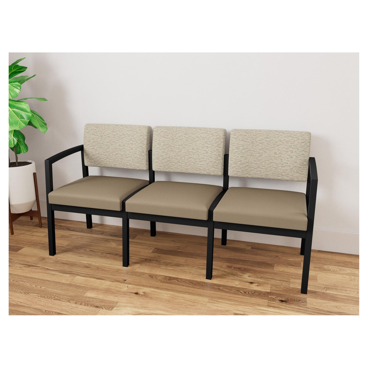 Lenox Steel Waiting Reception 3 Seat Tandem Seating Metal Frame No Center Arms