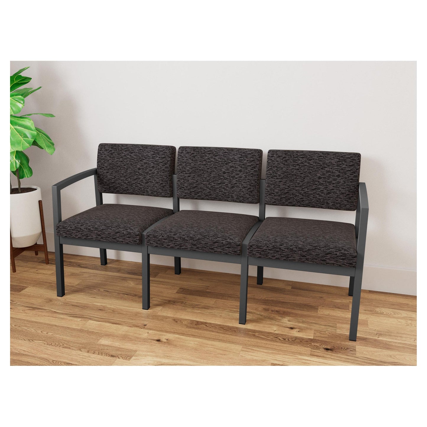 Lenox Steel Waiting Reception 3 Seat Tandem Seating Metal Frame No Center Arms