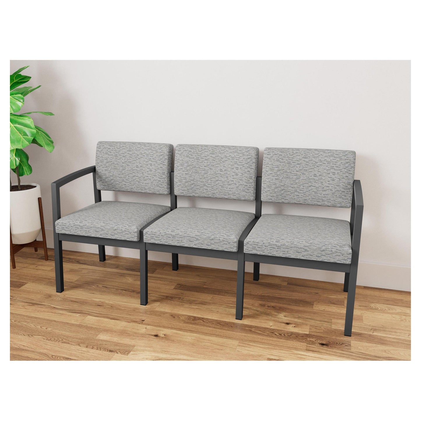Lenox Steel Waiting Reception 3 Seat Tandem Seating Metal Frame No Center Arms