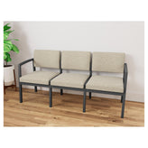 Lenox Steel Waiting Reception 3 Seat Tandem Seating Metal Frame No Center Arms