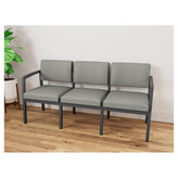 Lenox Steel Waiting Reception 3 Seat Tandem Seating Metal Frame No Center Arms