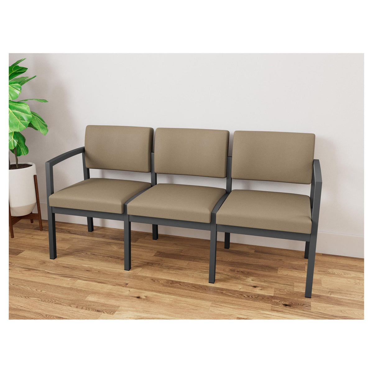 Lenox Steel Waiting Reception 3 Seat Tandem Seating Metal Frame No Center Arms