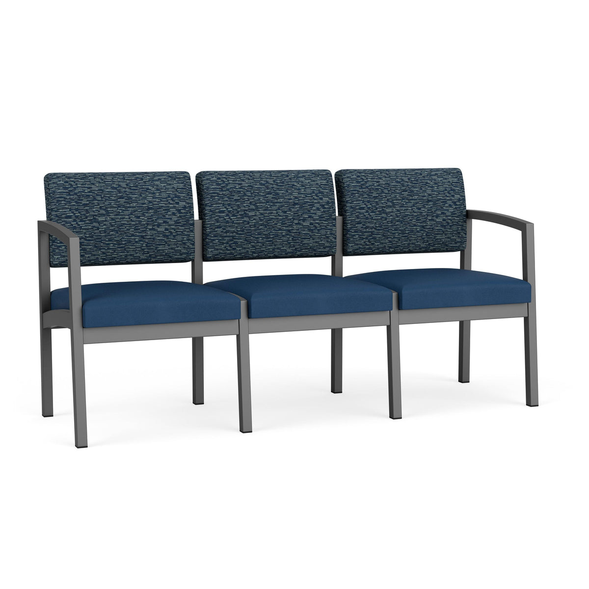 Lenox Steel Waiting Reception 3 Seat Tandem Seating Metal Frame No Center Arms