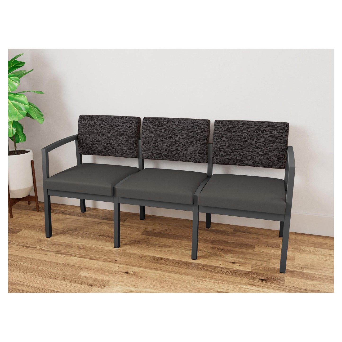 Lenox Steel Waiting Reception 3 Seat Tandem Seating Metal Frame No Center Arms