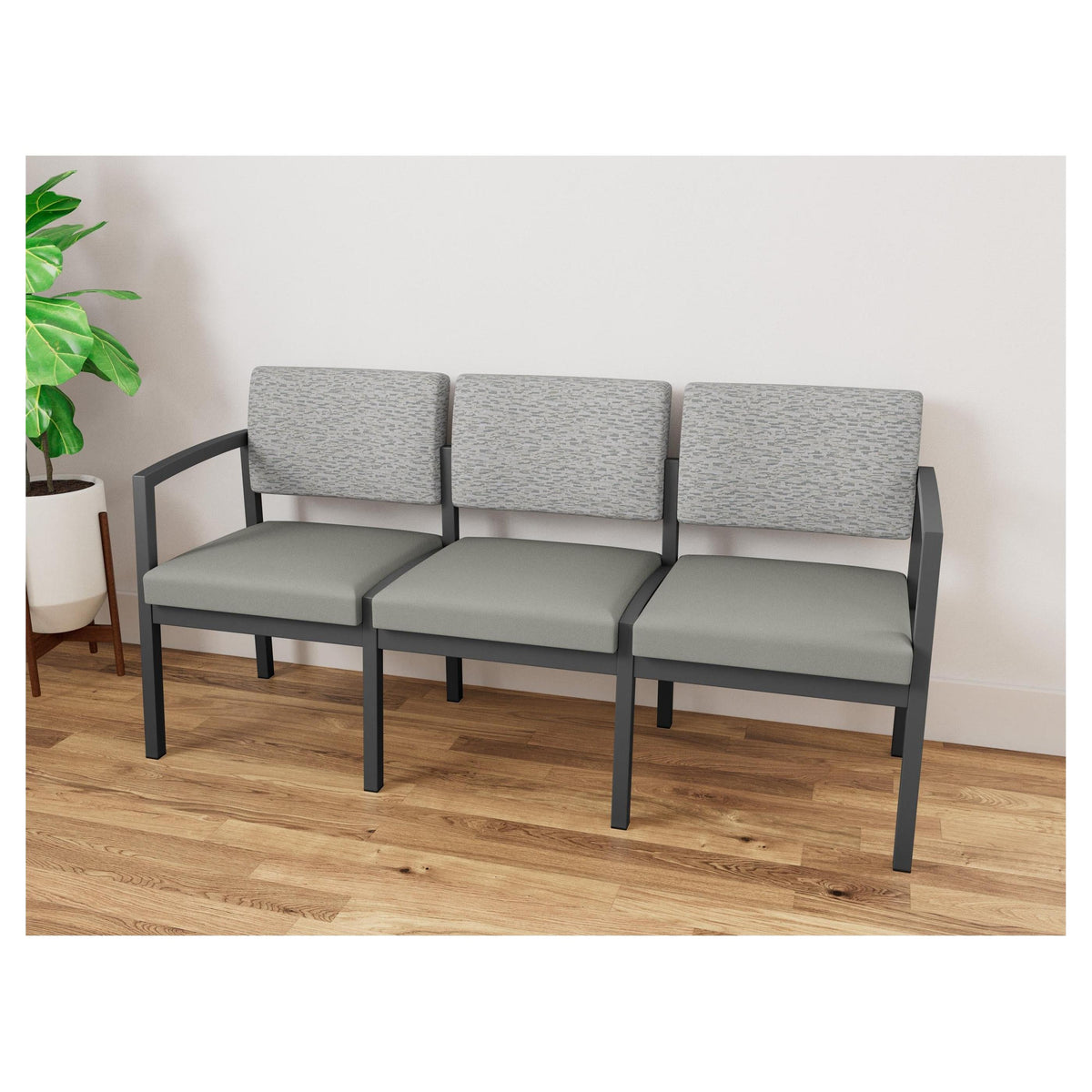 Lenox Steel Waiting Reception 3 Seat Tandem Seating Metal Frame No Center Arms