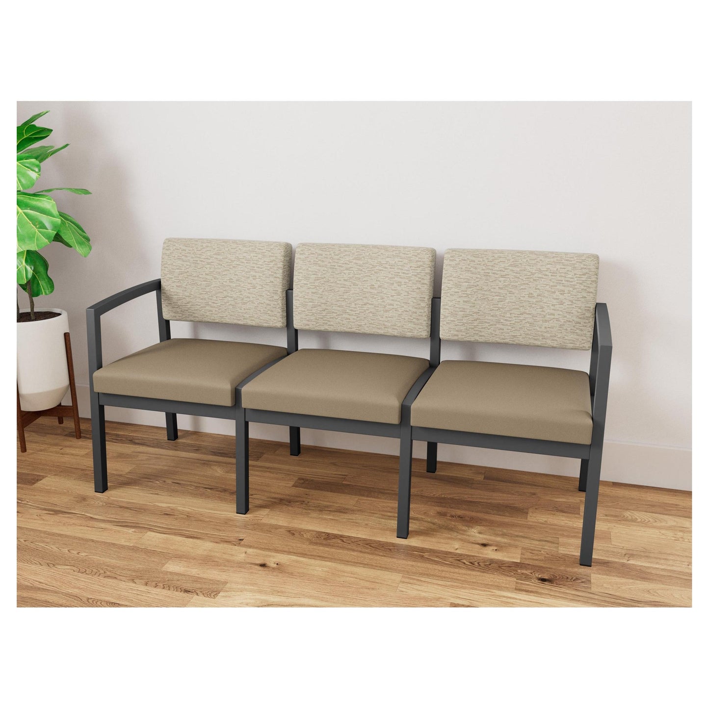 Lenox Steel Waiting Reception 3 Seat Tandem Seating Metal Frame No Center Arms