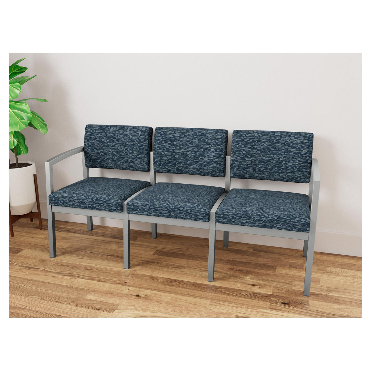 Lenox Steel Waiting Reception 3 Seat Tandem Seating Metal Frame No Center Arms