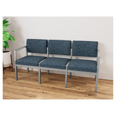 Lenox Steel Waiting Reception 3 Seat Tandem Seating Metal Frame No Center Arms