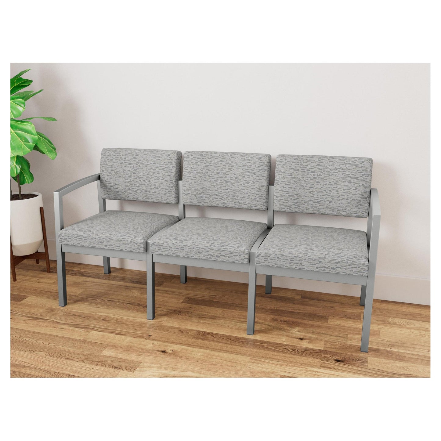 Lenox Steel Waiting Reception 3 Seat Tandem Seating Metal Frame No Center Arms