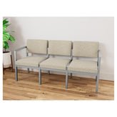 Lenox Steel Waiting Reception 3 Seat Tandem Seating Metal Frame No Center Arms