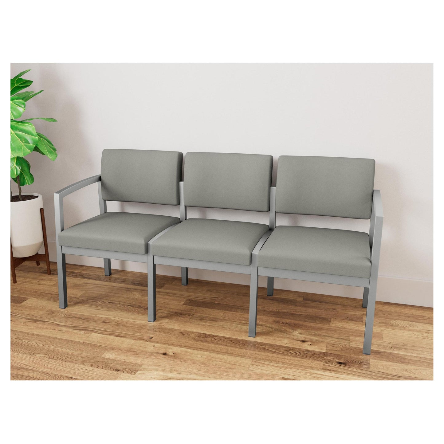 Lenox Steel Waiting Reception 3 Seat Tandem Seating Metal Frame No Center Arms