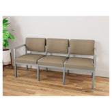 Lenox Steel Waiting Reception 3 Seat Tandem Seating Metal Frame No Center Arms