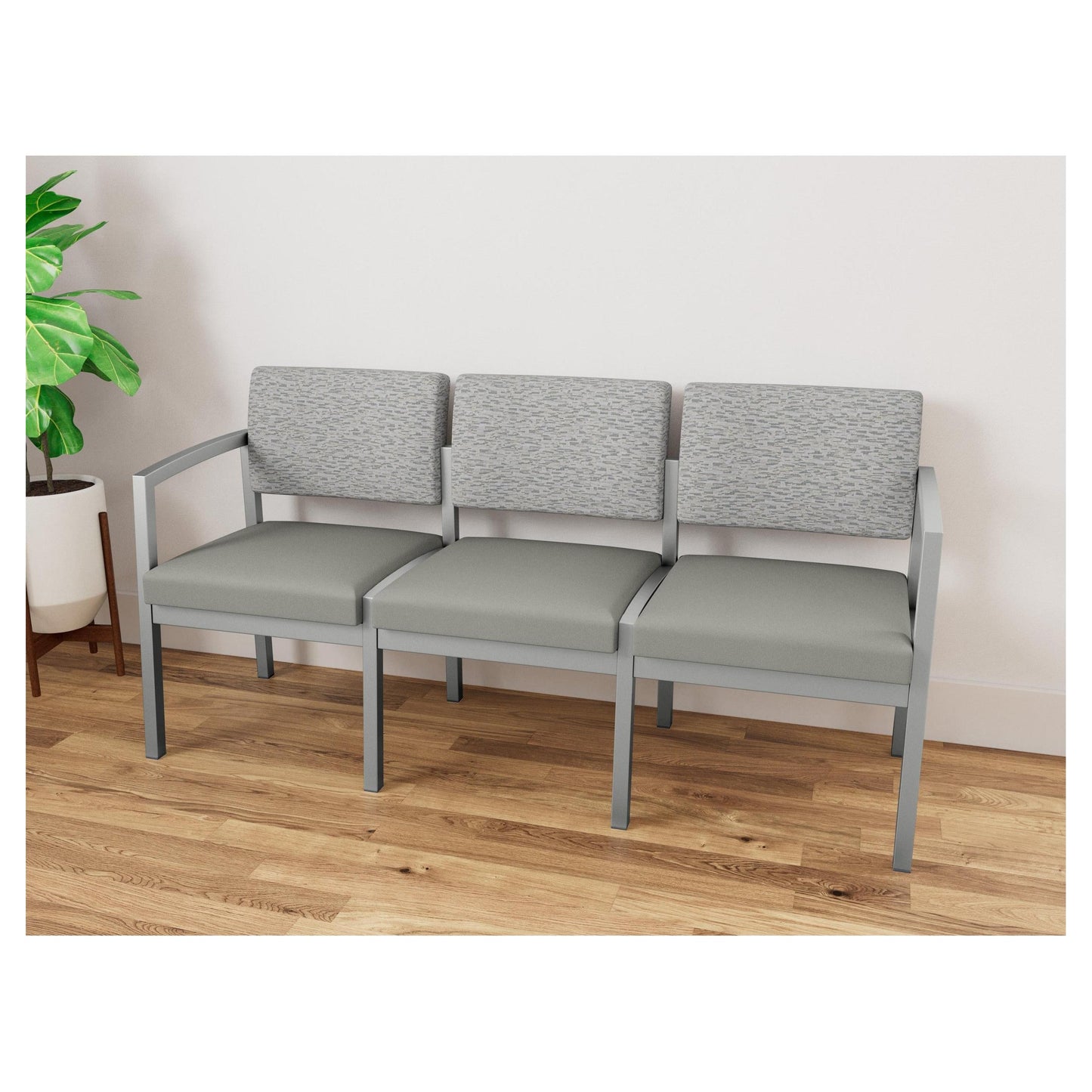 Lenox Steel Waiting Reception 3 Seat Tandem Seating Metal Frame No Center Arms