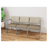 Lenox Steel Waiting Reception 3 Seat Tandem Seating Metal Frame No Center Arms
