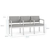 Lenox Steel Waiting Reception 3 Seat Tandem Seating Metal Frame