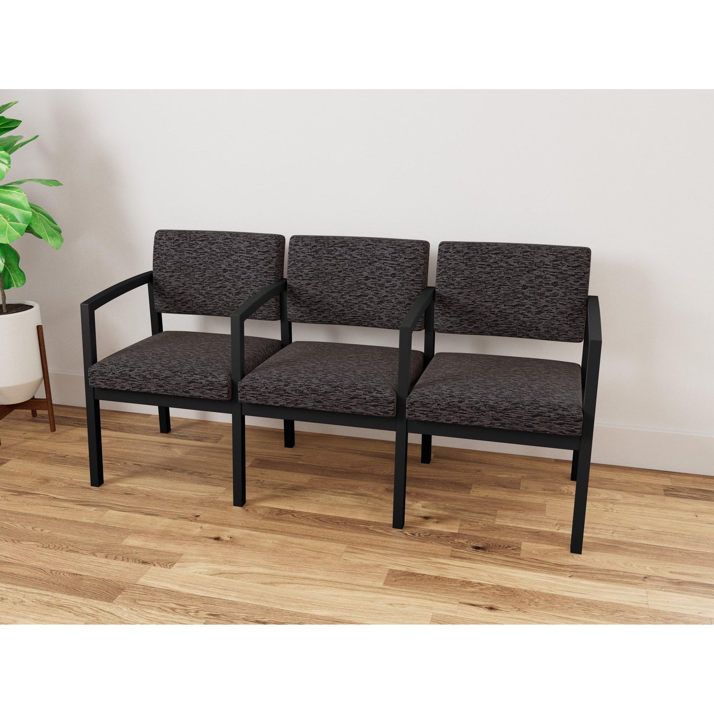 Lenox Steel Waiting Reception 3 Seat Tandem Seating Metal Frame