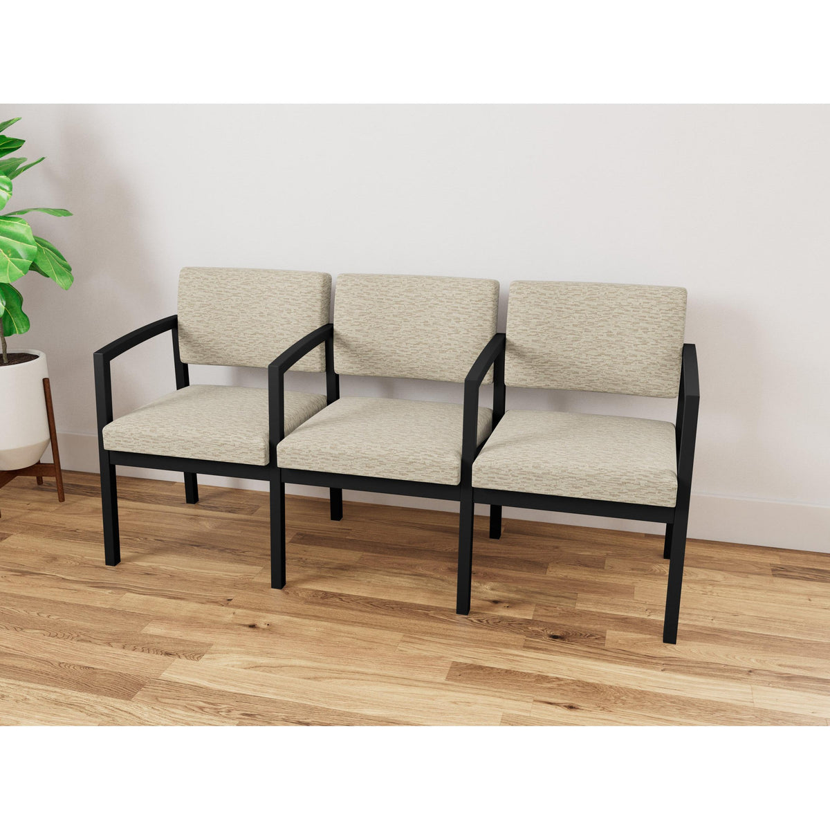 Lenox Steel Waiting Reception 3 Seat Tandem Seating Metal Frame