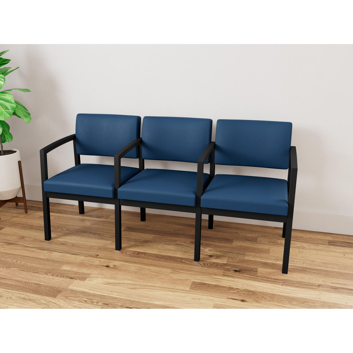 Lenox Steel Waiting Reception 3 Seat Tandem Seating Metal Frame