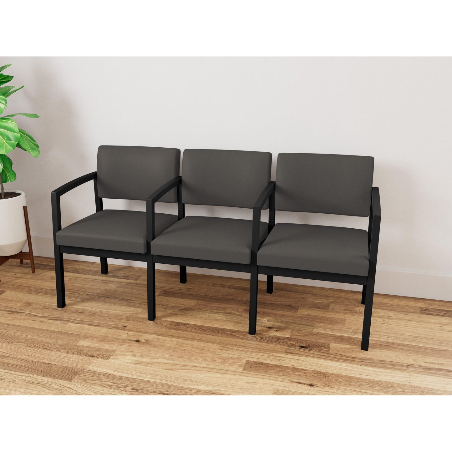 Lenox Steel Waiting Reception 3 Seat Tandem Seating Metal Frame