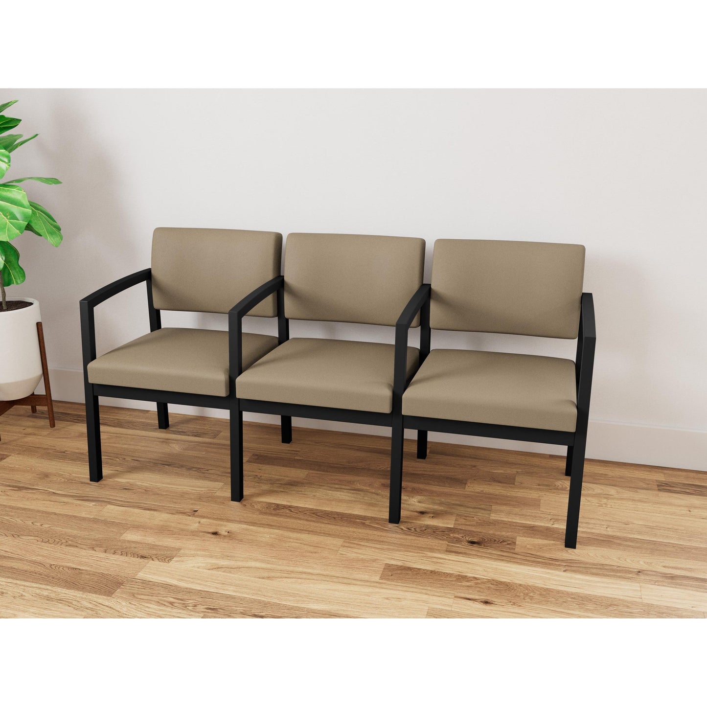 Lenox Steel Waiting Reception 3 Seat Tandem Seating Metal Frame
