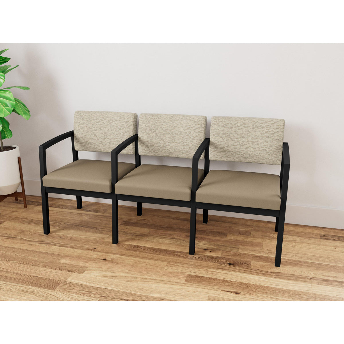 Lenox Steel Waiting Reception 3 Seat Tandem Seating Metal Frame