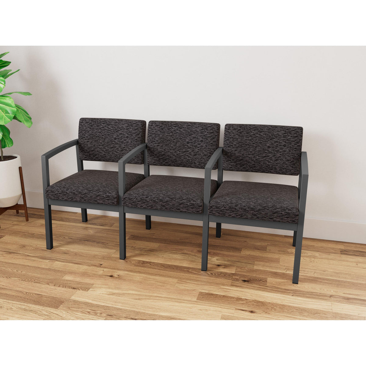 Lenox Steel Waiting Reception 3 Seat Tandem Seating Metal Frame