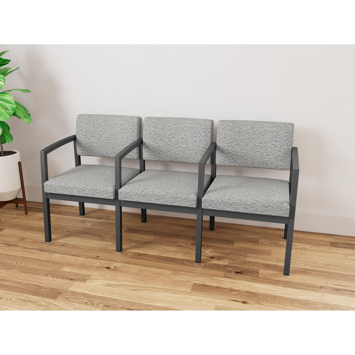 Lenox Steel Waiting Reception 3 Seat Tandem Seating Metal Frame