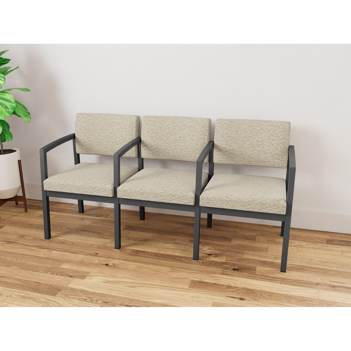 Lenox Steel Waiting Reception 3 Seat Tandem Seating Metal Frame