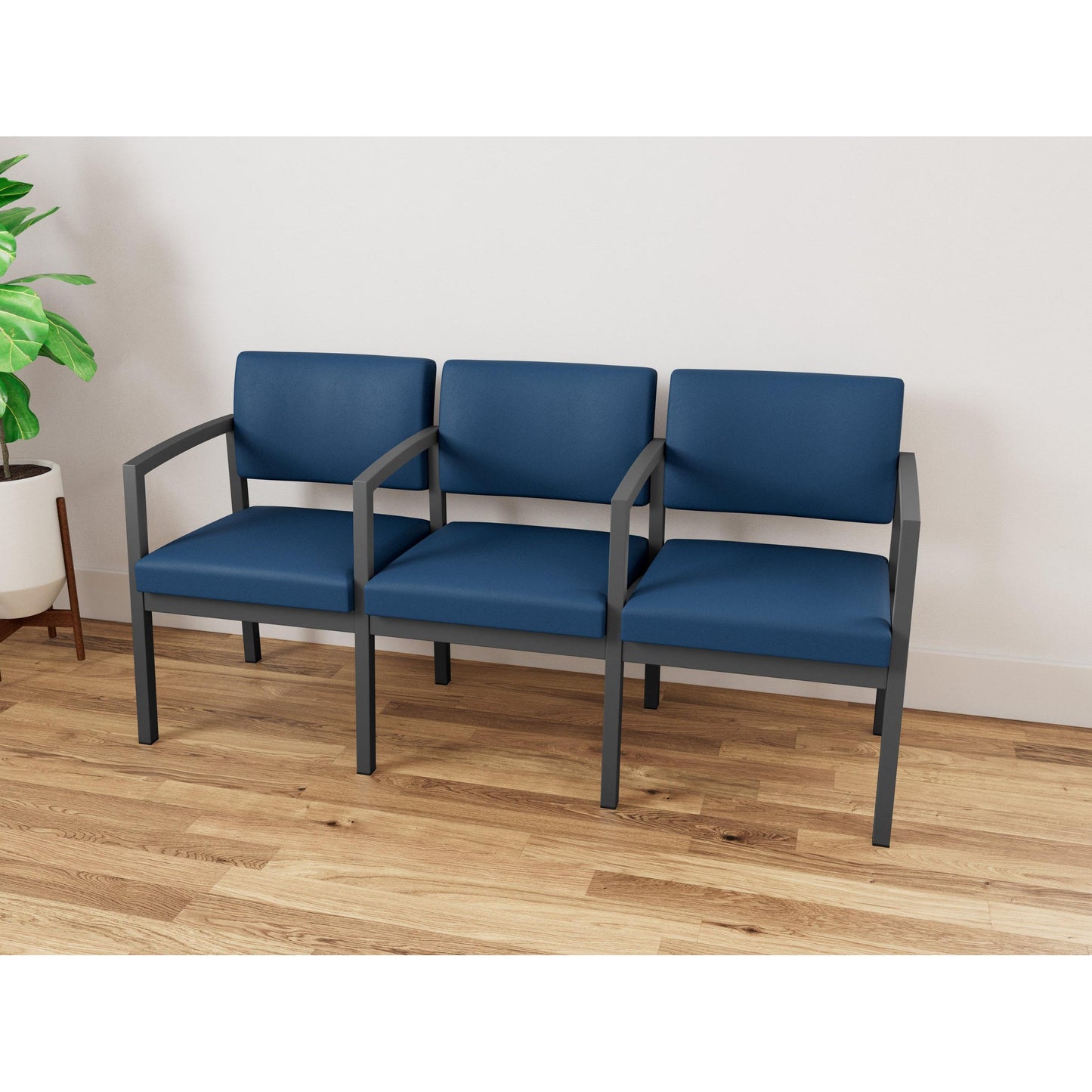 Lenox Steel Waiting Reception 3 Seat Tandem Seating Metal Frame