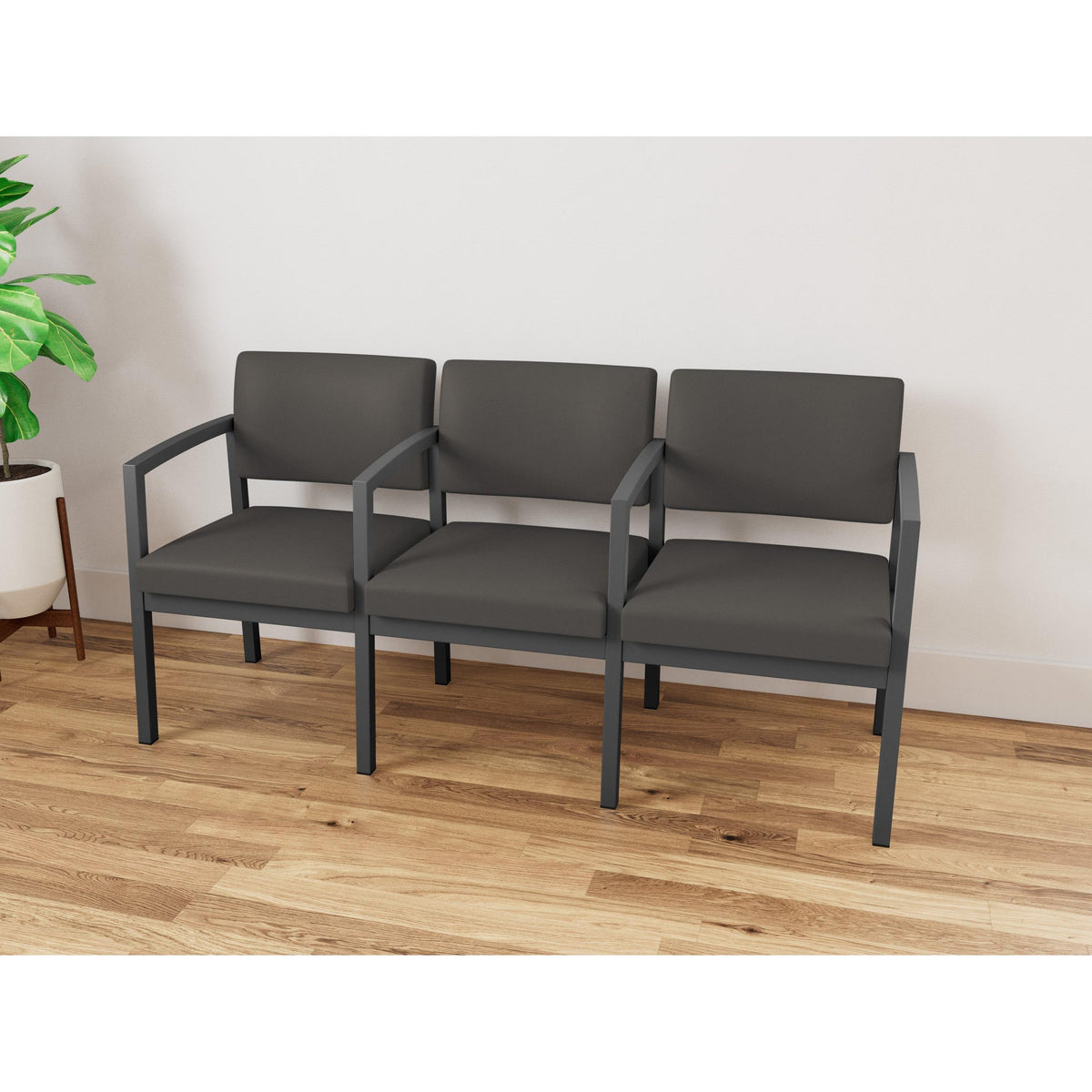 Lenox Steel Waiting Reception 3 Seat Tandem Seating Metal Frame