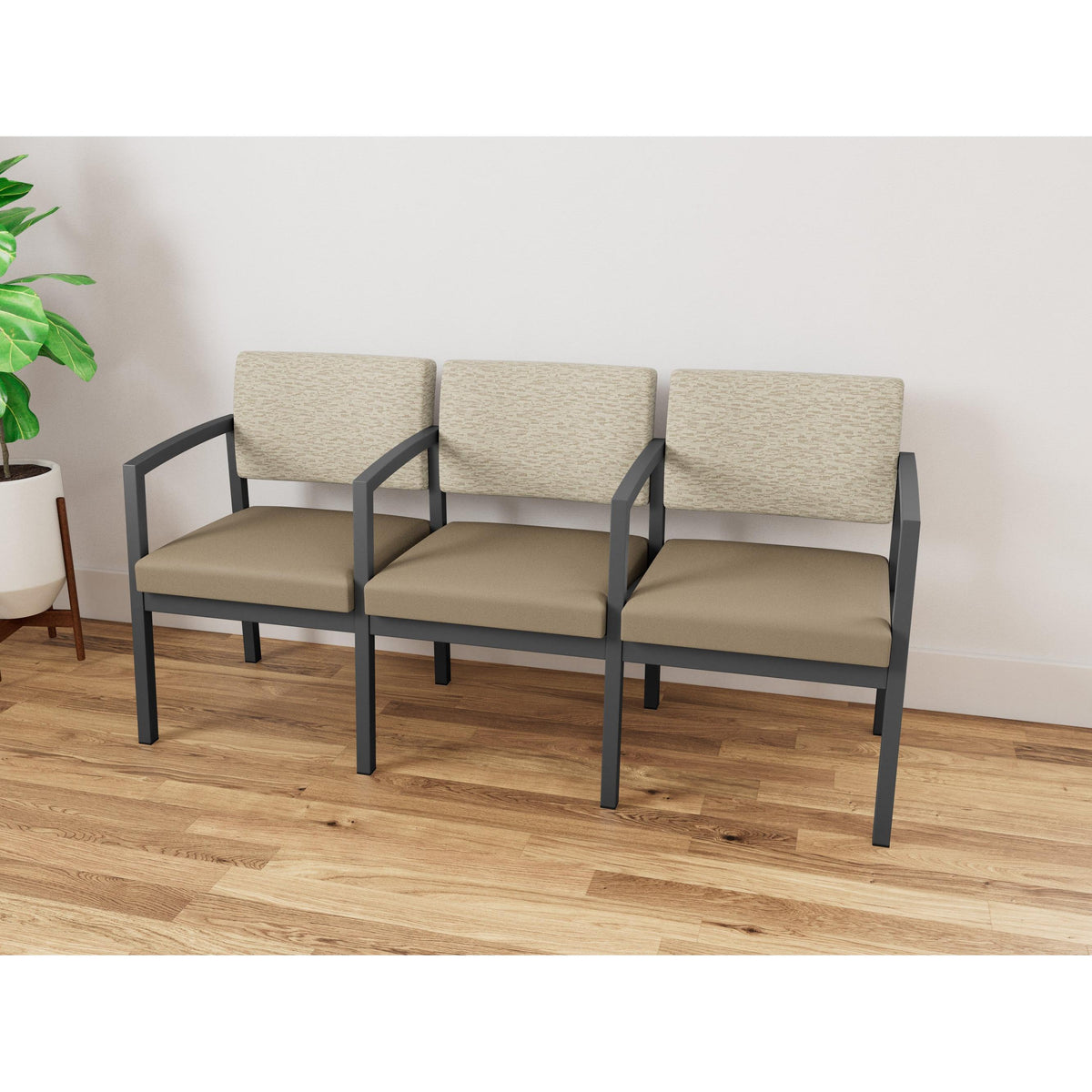 Lenox Steel Waiting Reception 3 Seat Tandem Seating Metal Frame