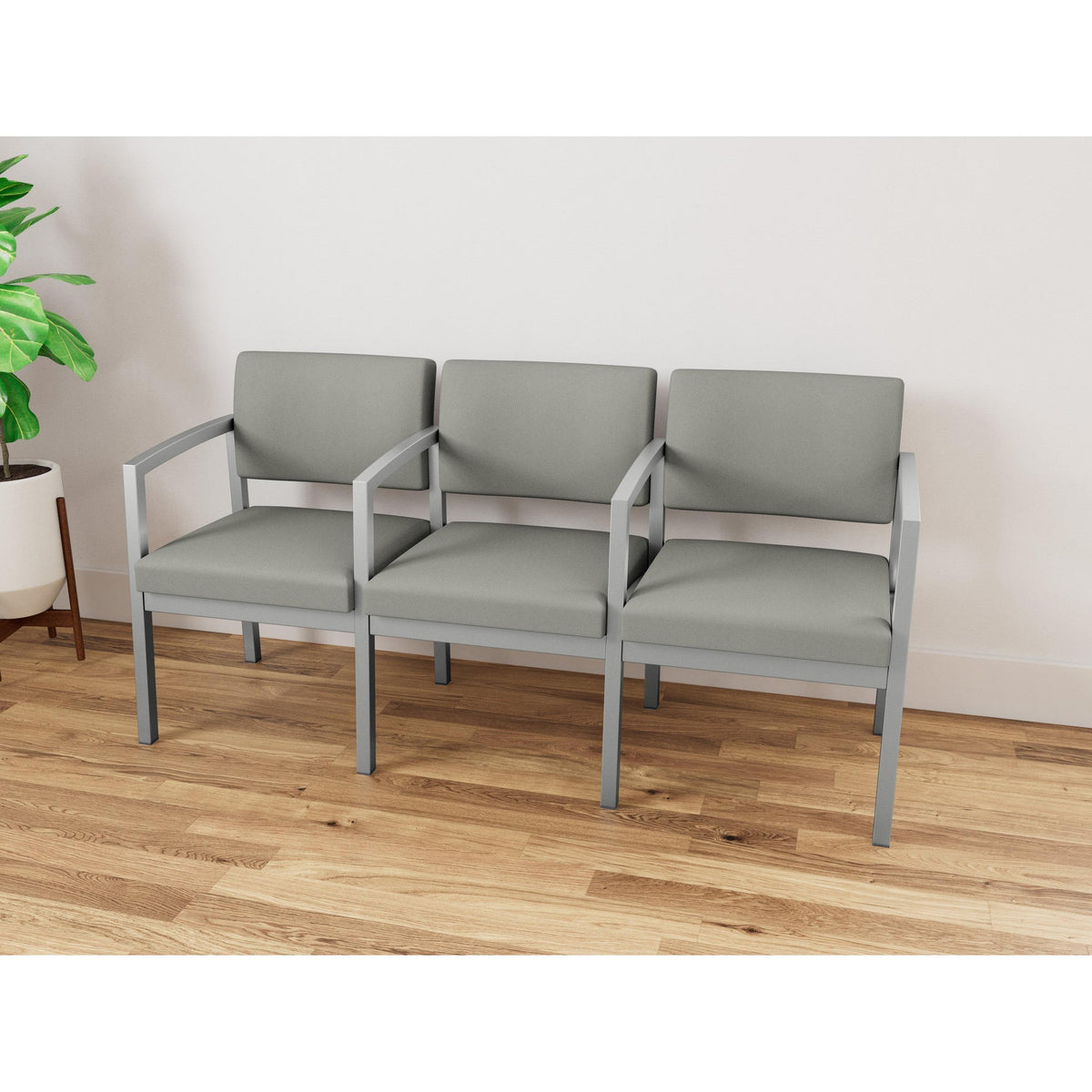 Lenox Steel Waiting Reception 3 Seat Tandem Seating Metal Frame