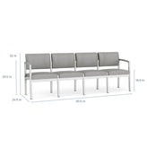 Lenox Steel Waiting Reception 4 Seat Tandem Seating Metal Frame No Center Arms