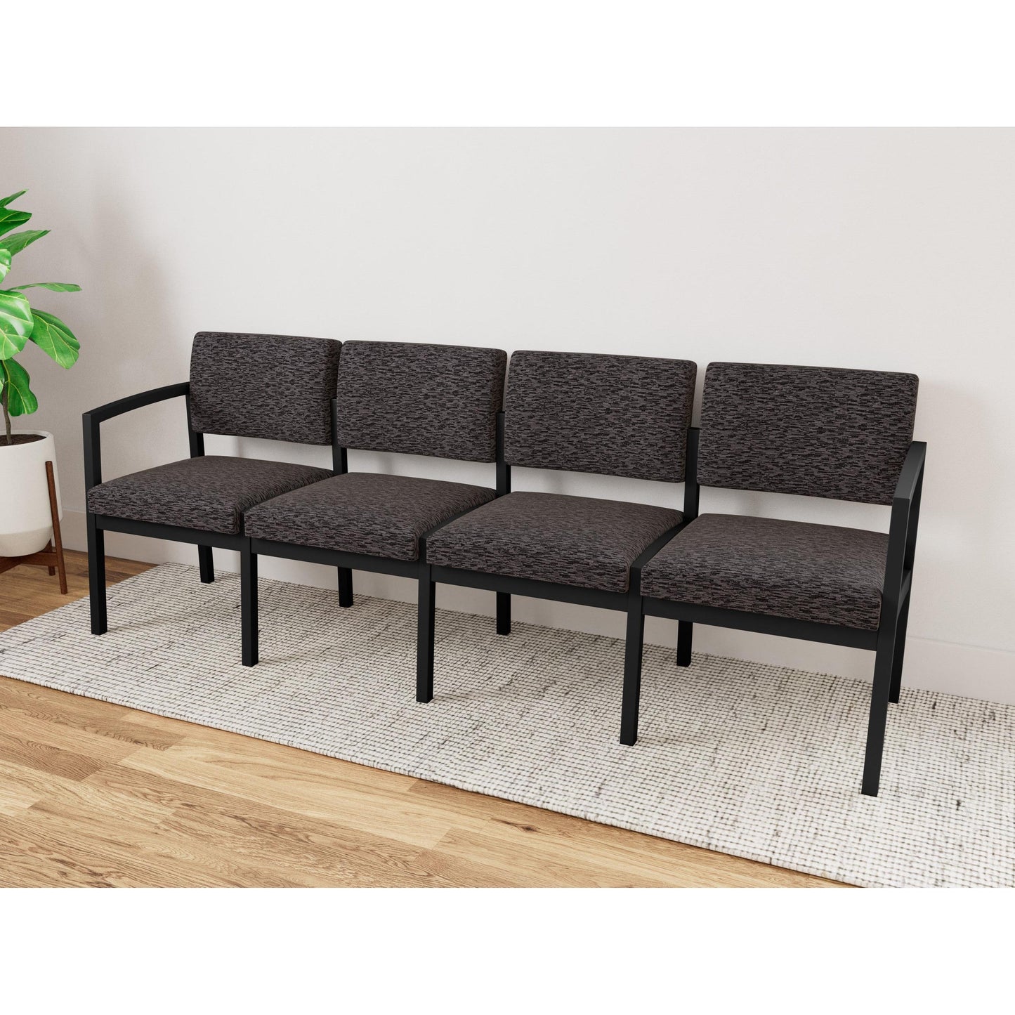 Lenox Steel Waiting Reception 4 Seat Tandem Seating Metal Frame No Center Arms