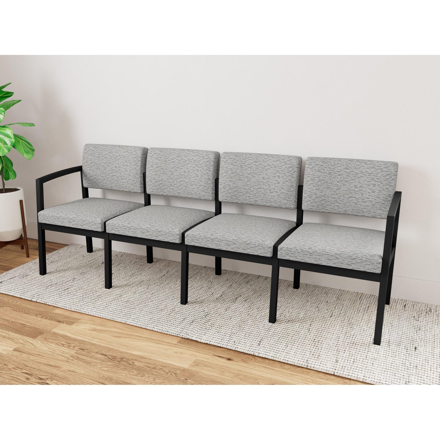 Lenox Steel Waiting Reception 4 Seat Tandem Seating Metal Frame No Center Arms