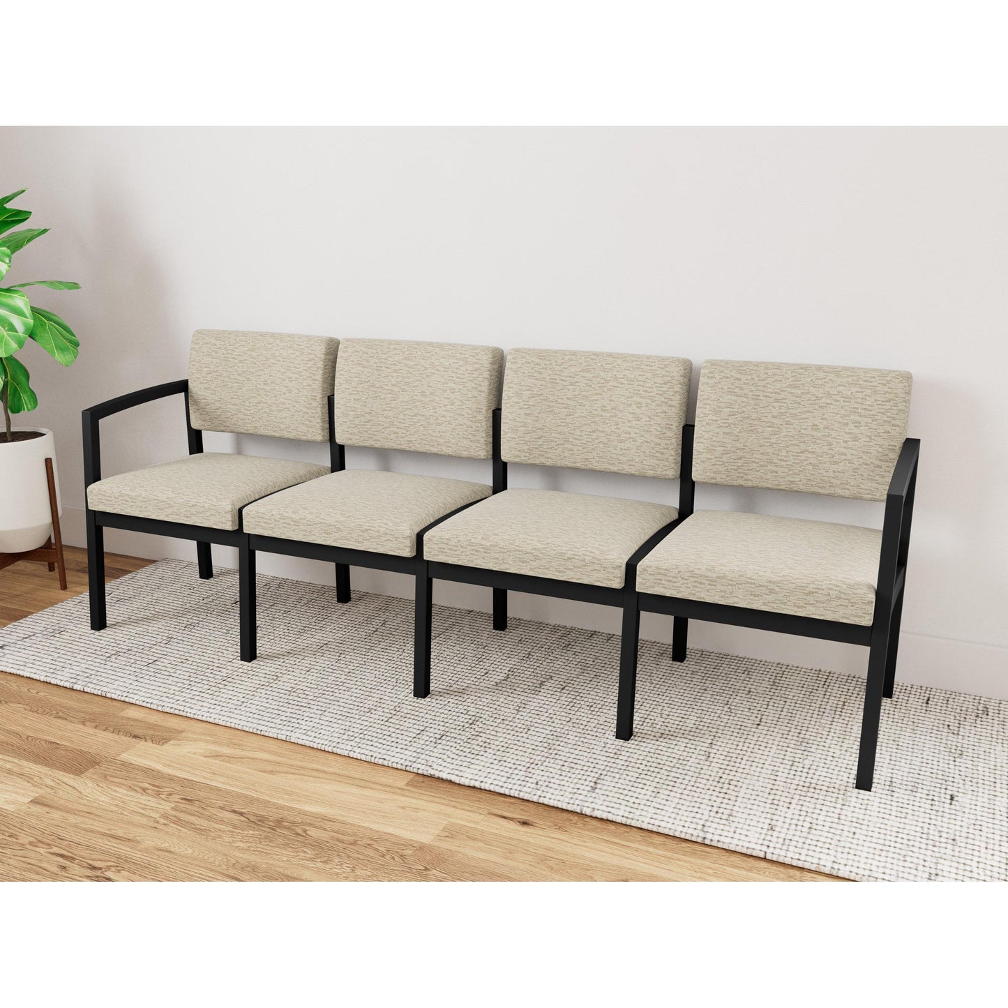 Lenox Steel Waiting Reception 4 Seat Tandem Seating Metal Frame No Center Arms