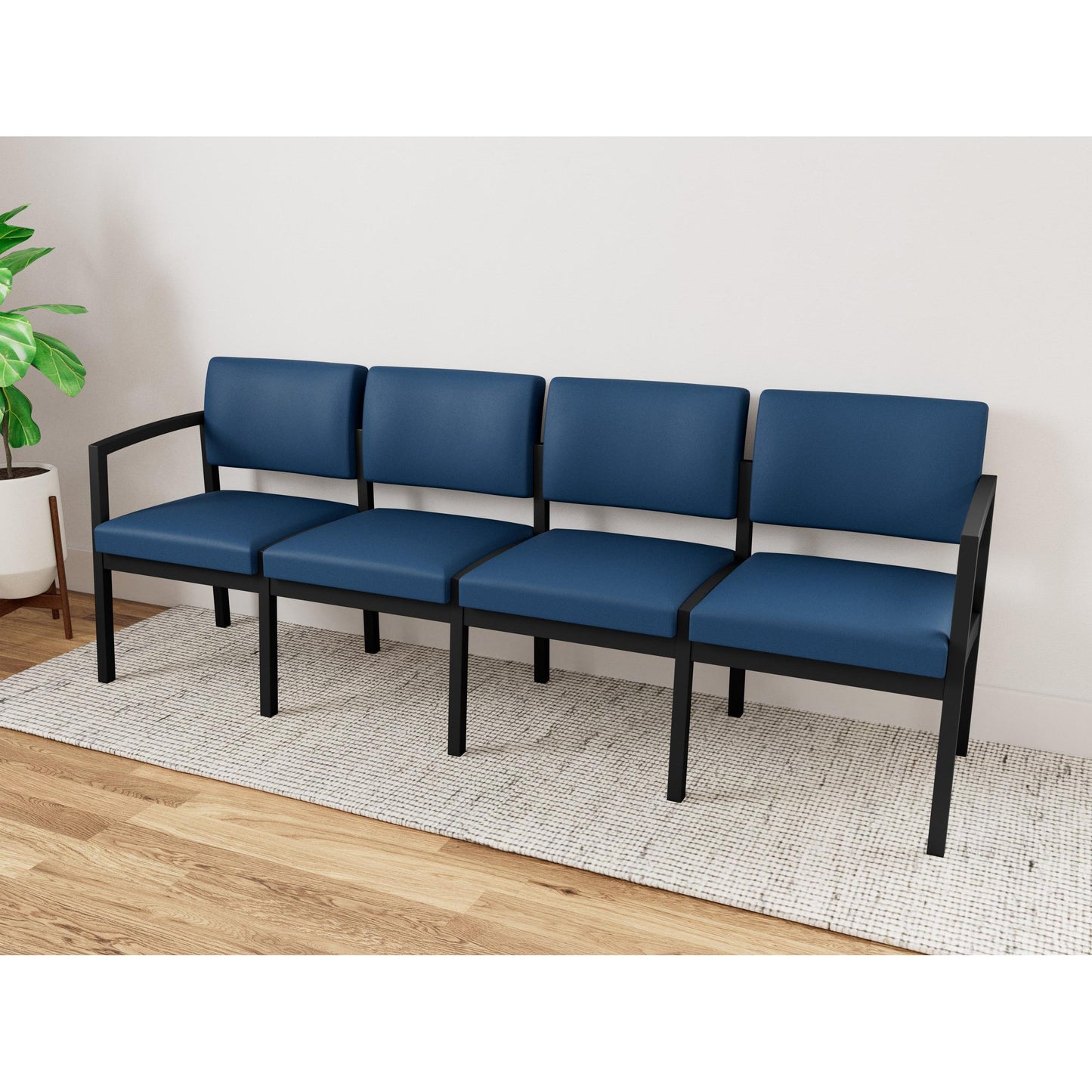 Lenox Steel Waiting Reception 4 Seat Tandem Seating Metal Frame No Center Arms