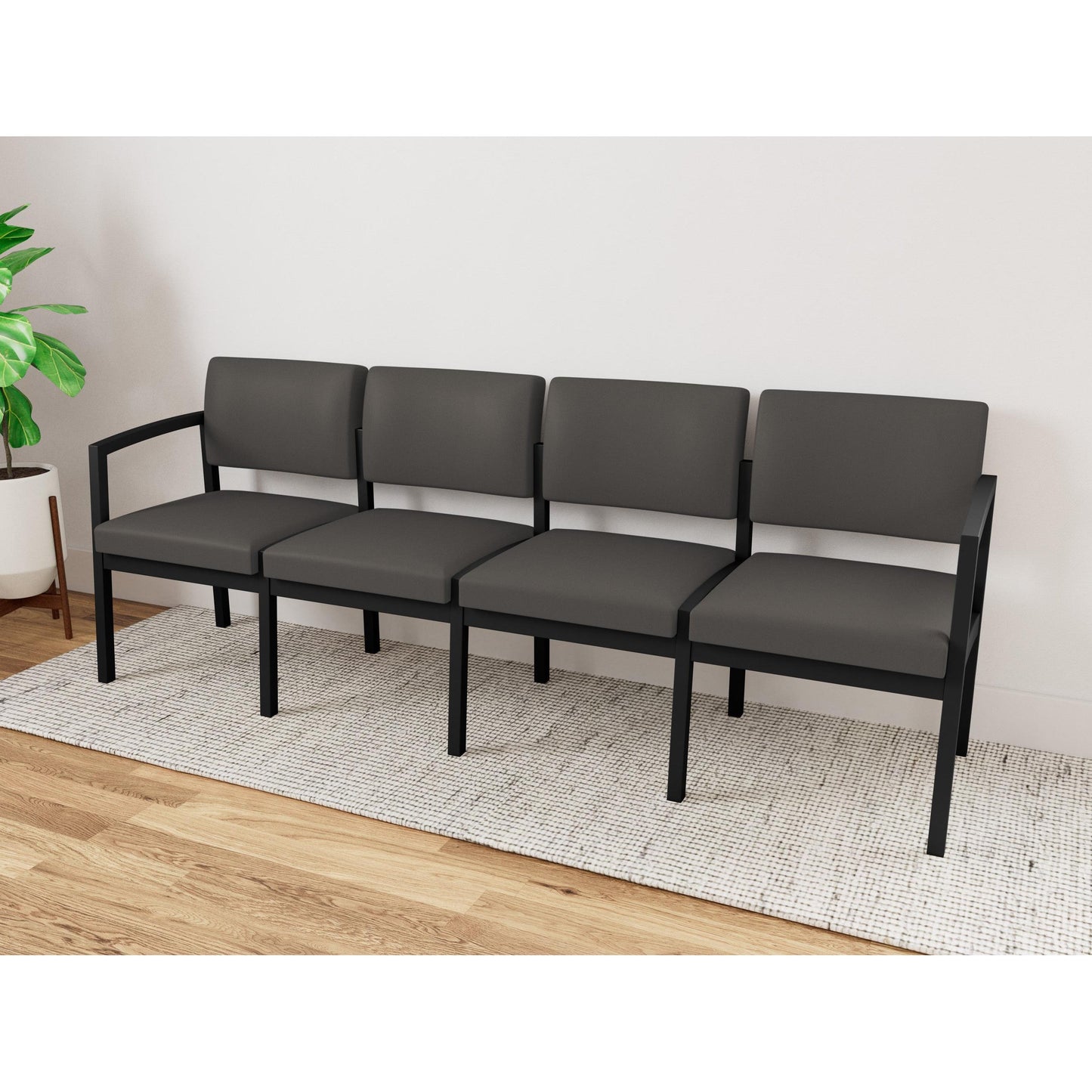 Lenox Steel Waiting Reception 4 Seat Tandem Seating Metal Frame No Center Arms